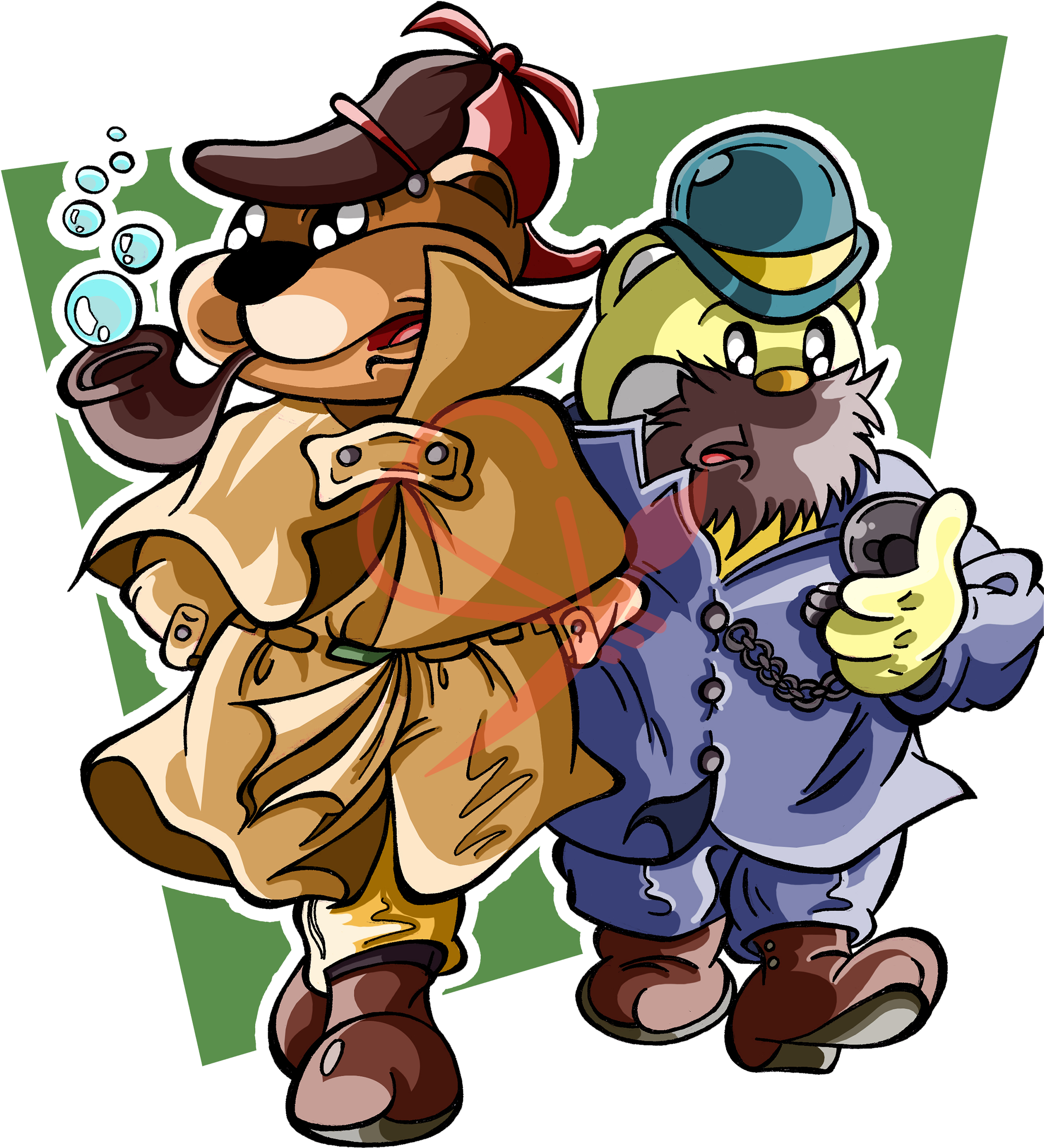 Parodia Oso Sherlock Holmes Y Doctor Watson, Animación, - Cartoon Clipart (2517x2517), Png Download