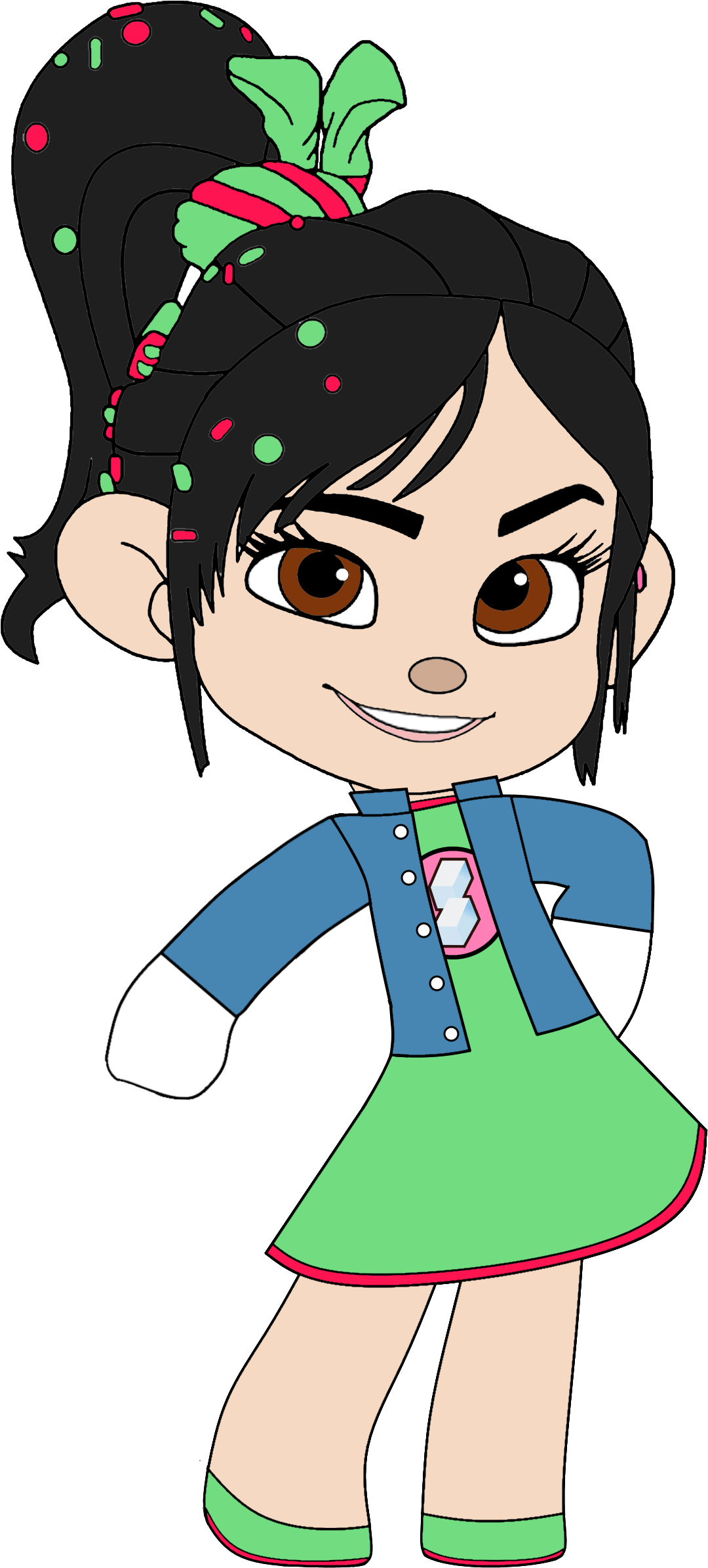 Vanellope's Outfit & Badge With Left Arm Out Clipart (1120x2440), Png Download