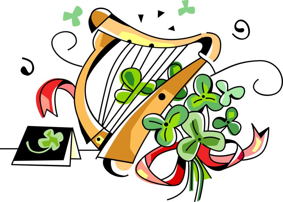 Vector Illustration Of St Patrick's Day Clàrsach Gaelic Clipart (978x700), Png Download