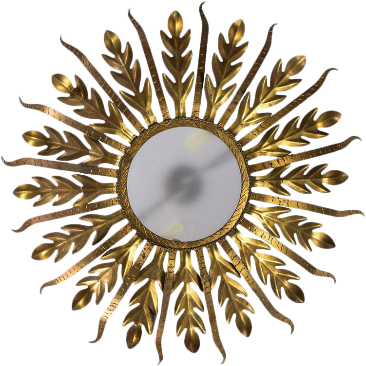 Incredible Spanish Gilt Metal Sunburst Ceiling Fixture - Circle Clipart (833x834), Png Download