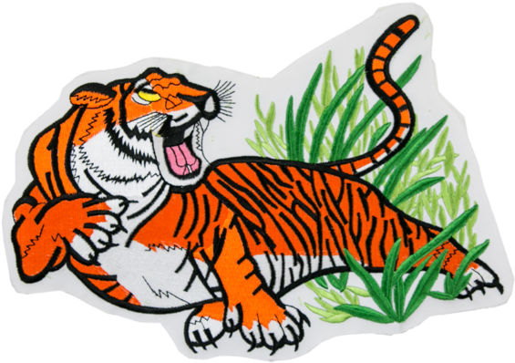 1212 Tiger On Grass Patch 10"w - Tiger Clipart (600x600), Png Download