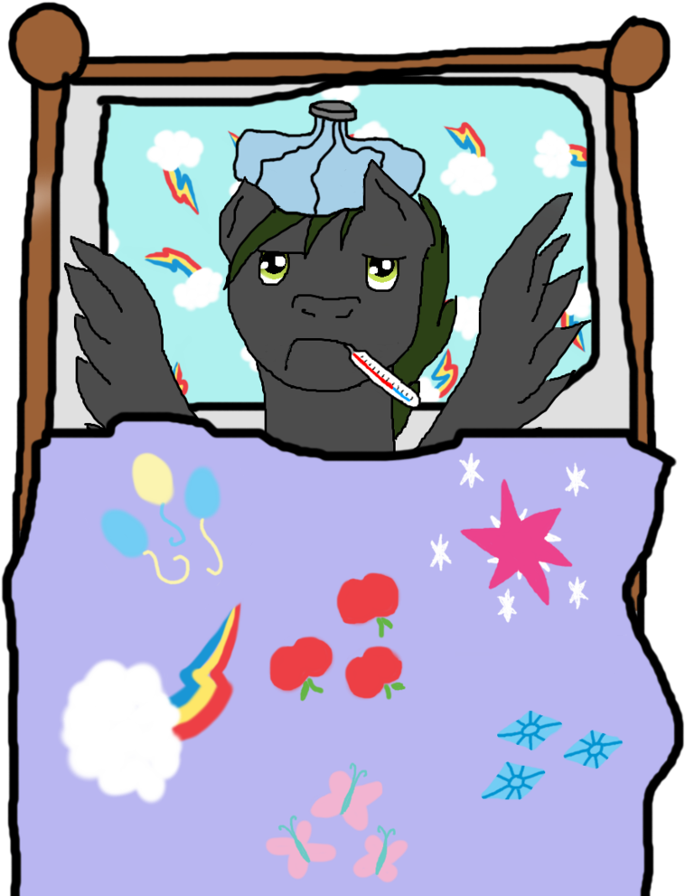 Patec, Bed, Cutie Mark, Get Well Soon, Oc, Oc Only, - Cartoon Clipart (1109x1024), Png Download