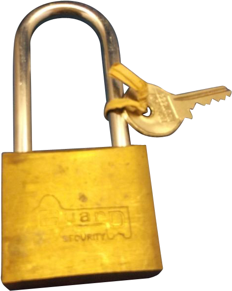 Guard Security Brass Padlock With Key Vintage - Brass Clipart (591x591), Png Download
