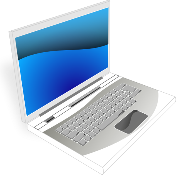 Laptop White Blue Image - Laptop Orange Png Clipart (594x593), Png Download