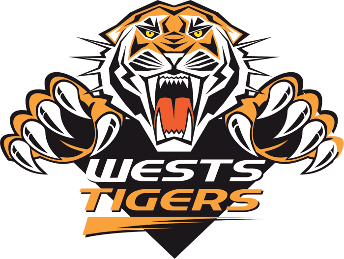 Wests Tigers 2000 Pres Primary Logo Diy Iron On Transfers - West Tigers Clipart (700x527), Png Download