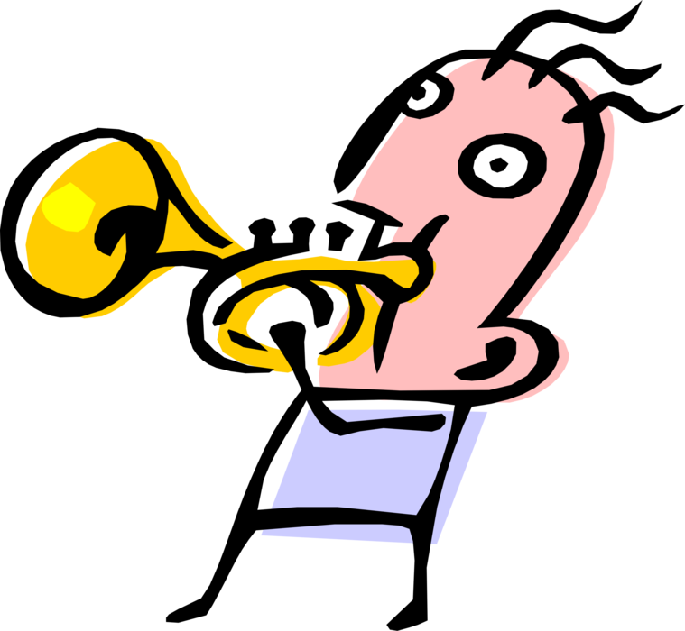 Vector Illustration Of Jazz Musician Plays Trumpet - Person Playing Trumpet Clipart - Png Download (759x700), Png Download