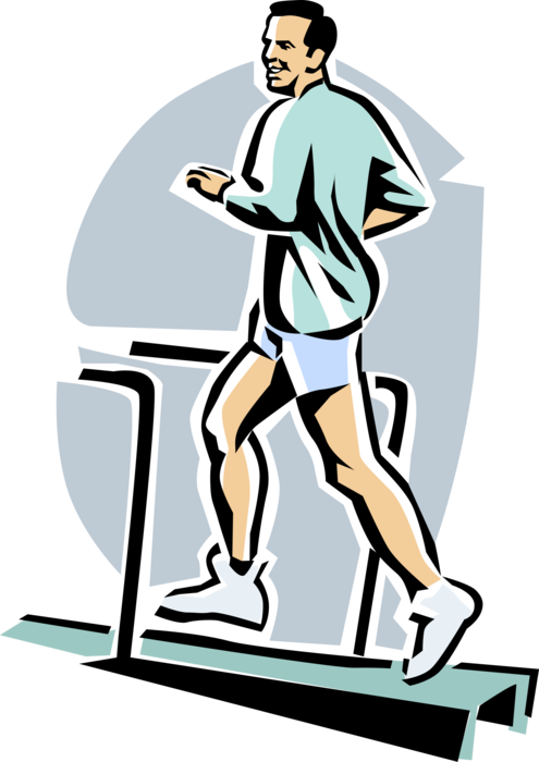Clip Art Free Stock Jogger Running On Vector Image - Treadmill Man Running Vector - Png Download (495x700), Png Download
