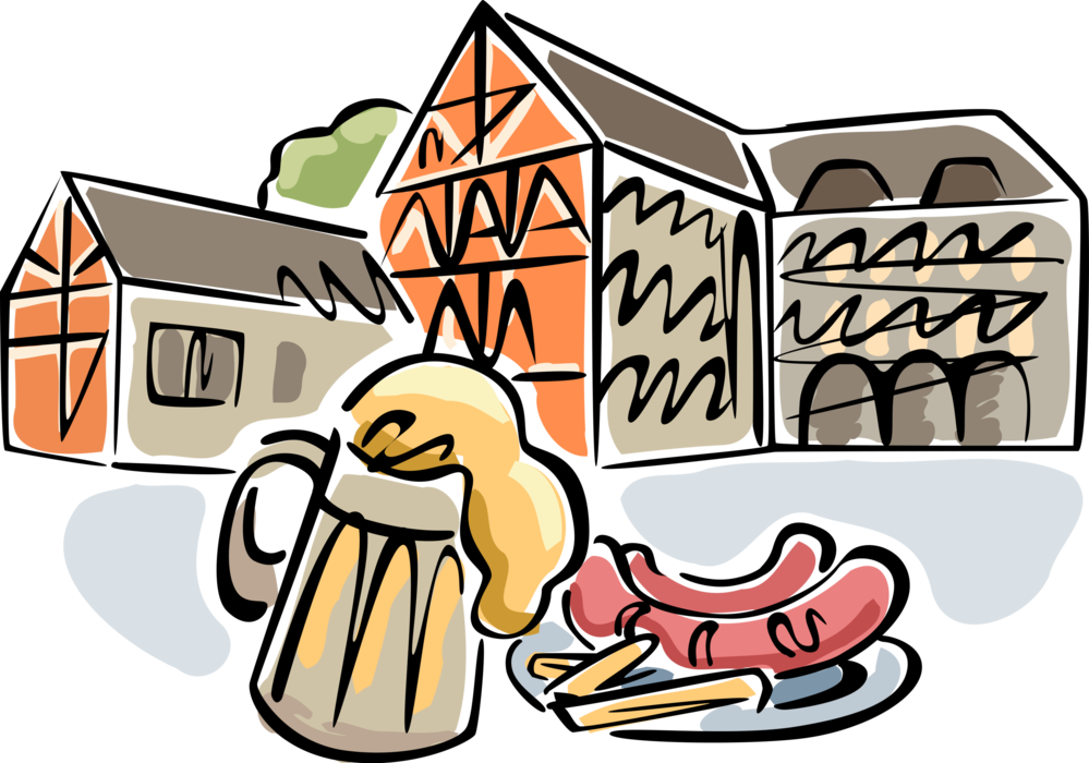 Vector Illustration Of German Oktoberfest Volksfest Clipart (999x700), Png Download
