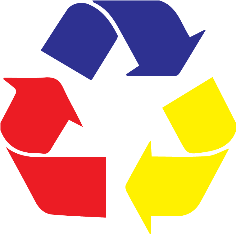 Primary Colors Yellow Blue And The Color - Recycle Symbol Transparent Clipart (864x864), Png Download