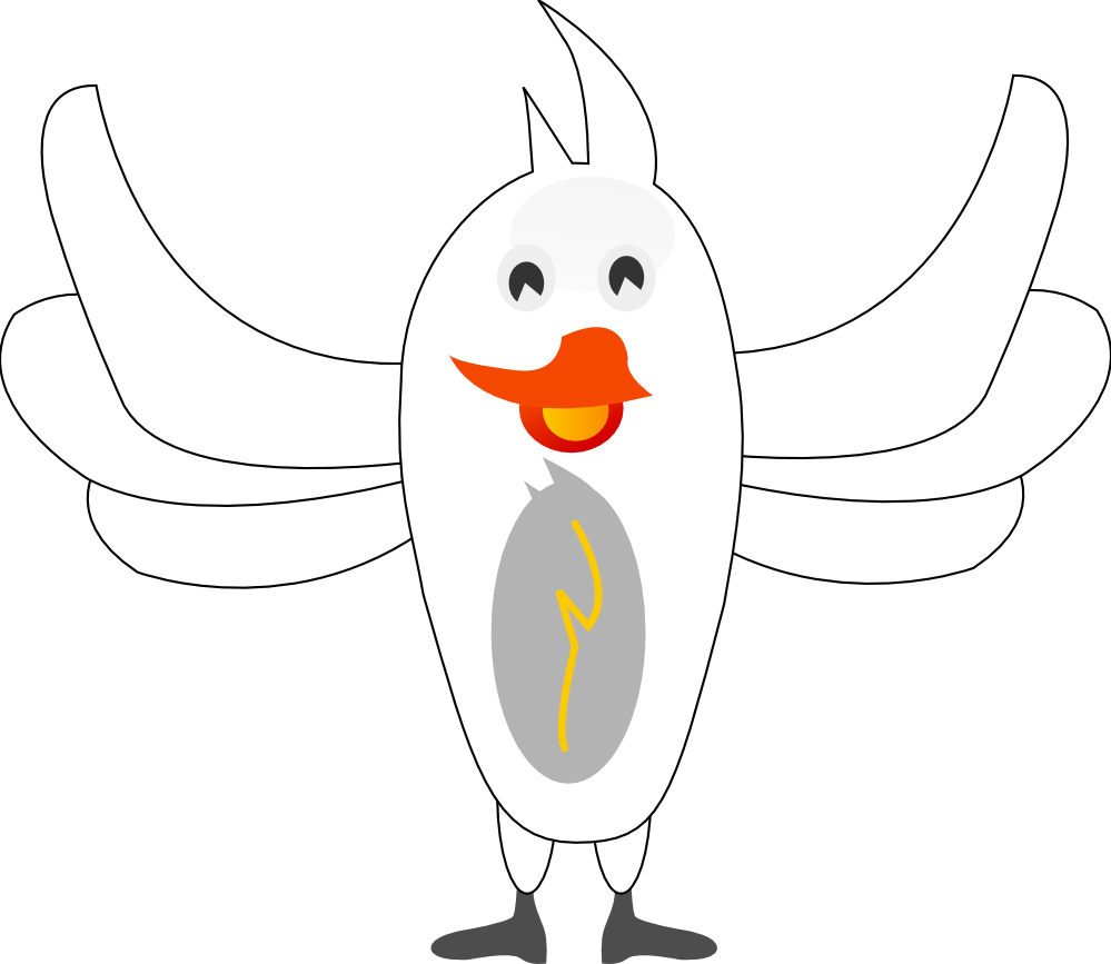 Bird Orange Black White Line Art 999px 84 - Coloring Book Clipart (999x867), Png Download