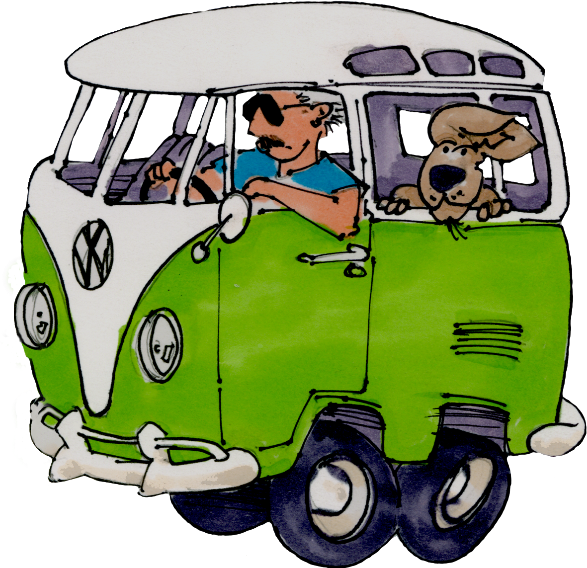 Series Of Vw Bus Sketches - Cartoon Clipart (1258x1252), Png Download