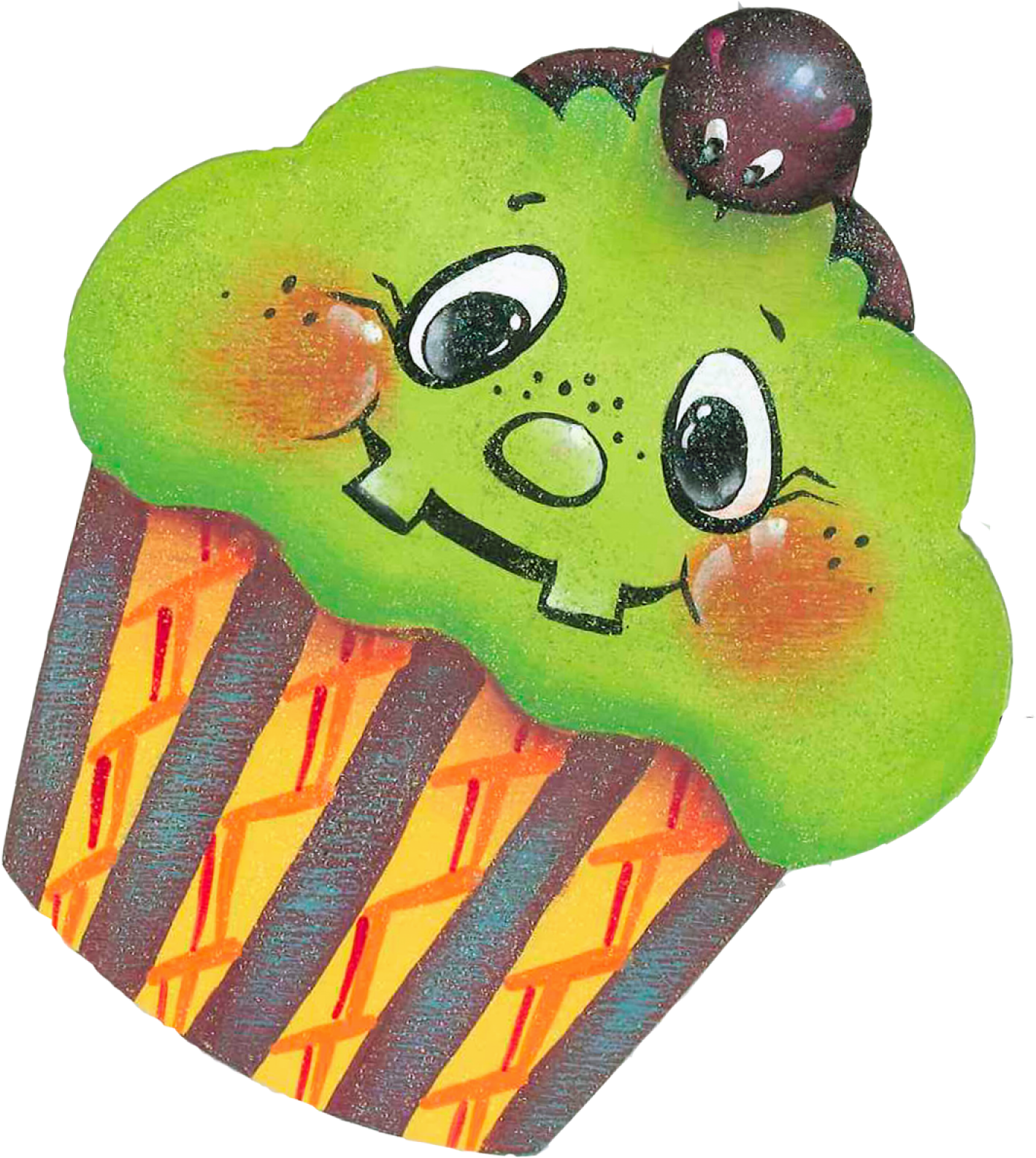 Halloween Cupcake Cutouts Painted In Acrylics By Laure - Painting Clipart (1600x1600), Png Download