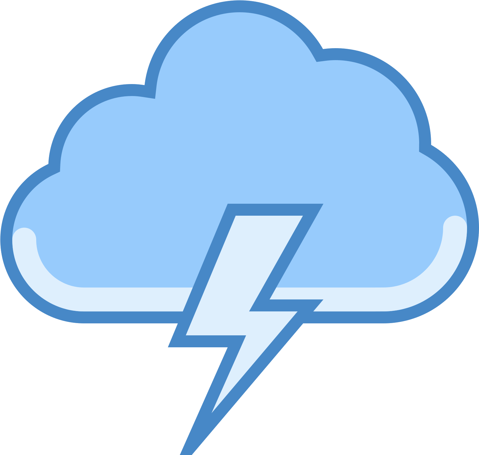 The Icon Is A Stylized Depiction Of A Storm Cloud - Cloud With Lightning Icon Png Clipart (1600x1600), Png Download