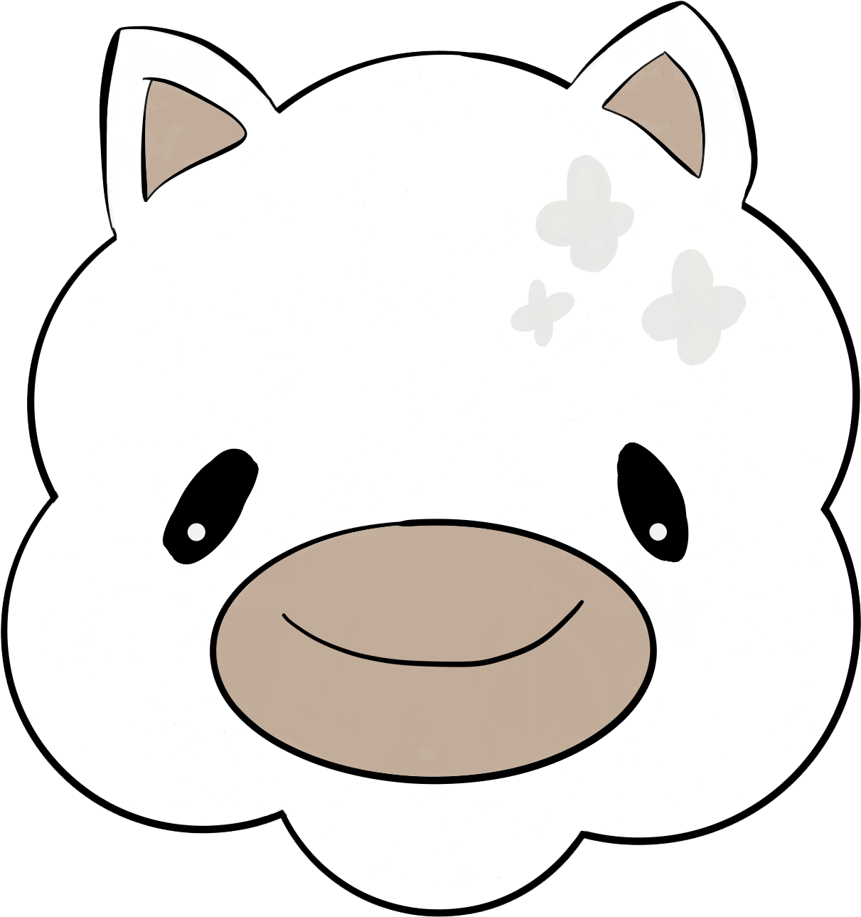 Cartoon White Sheep With Tan Ears And Nose - Cartoon Clipart (1536x2048), Png Download