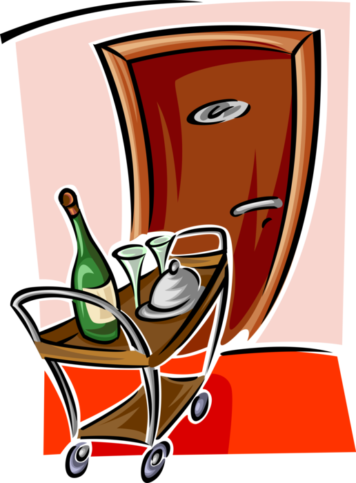 Graphic Black And White Download Room Service Tray - Hotel Clipart (516x700), Png Download