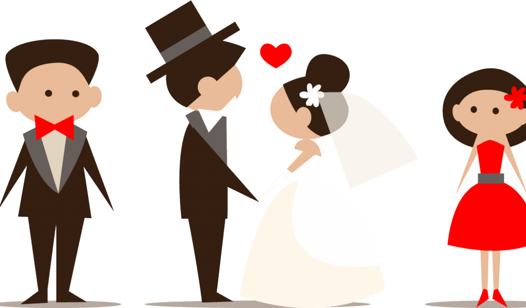 Png Download Wedding Party Clipart - Wedding Couple Icon Vector Transparent Png (1024x600), Png Download