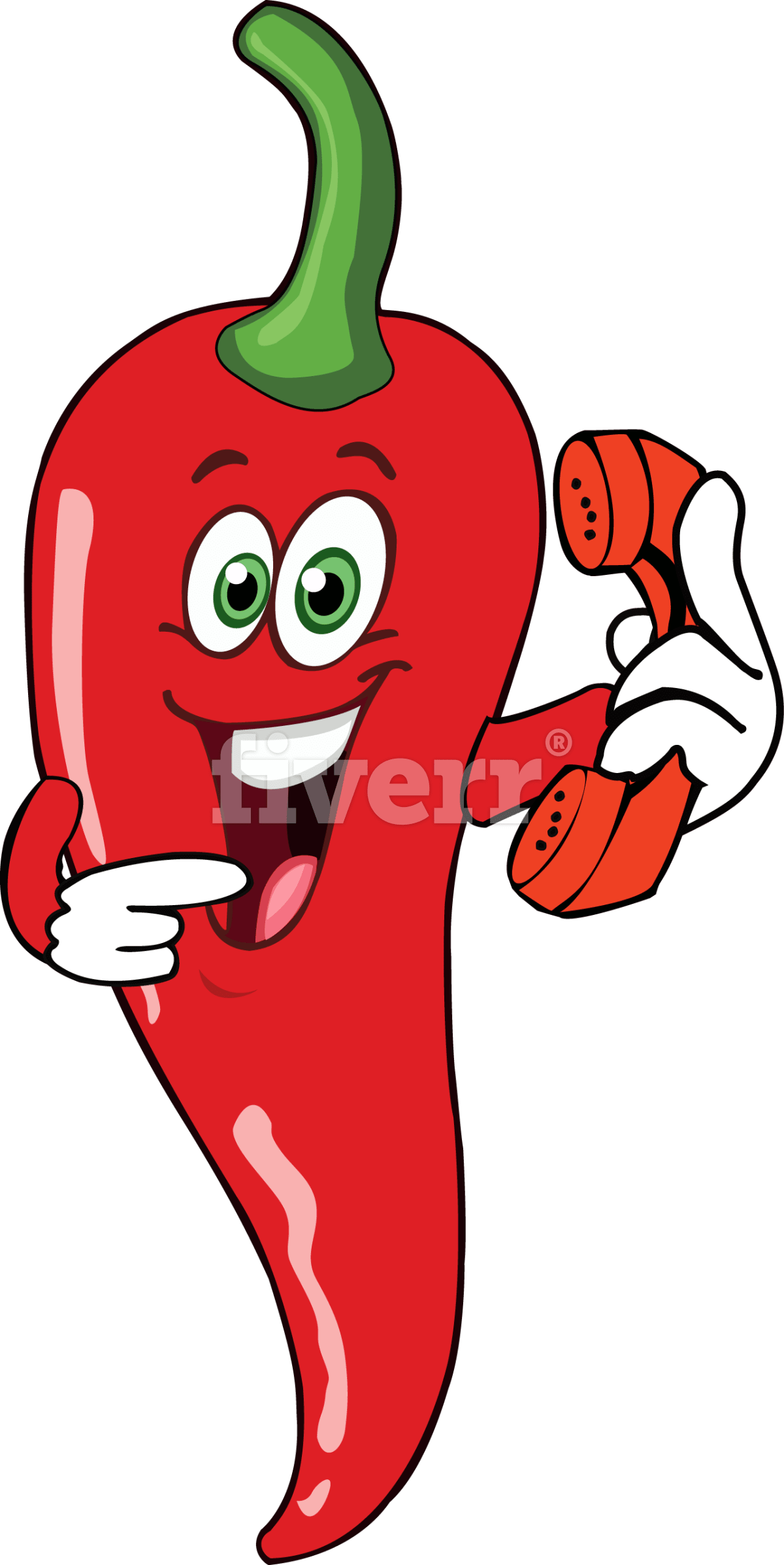 Chili Pepper Cartoon Clipart (1200x2393), Png Download