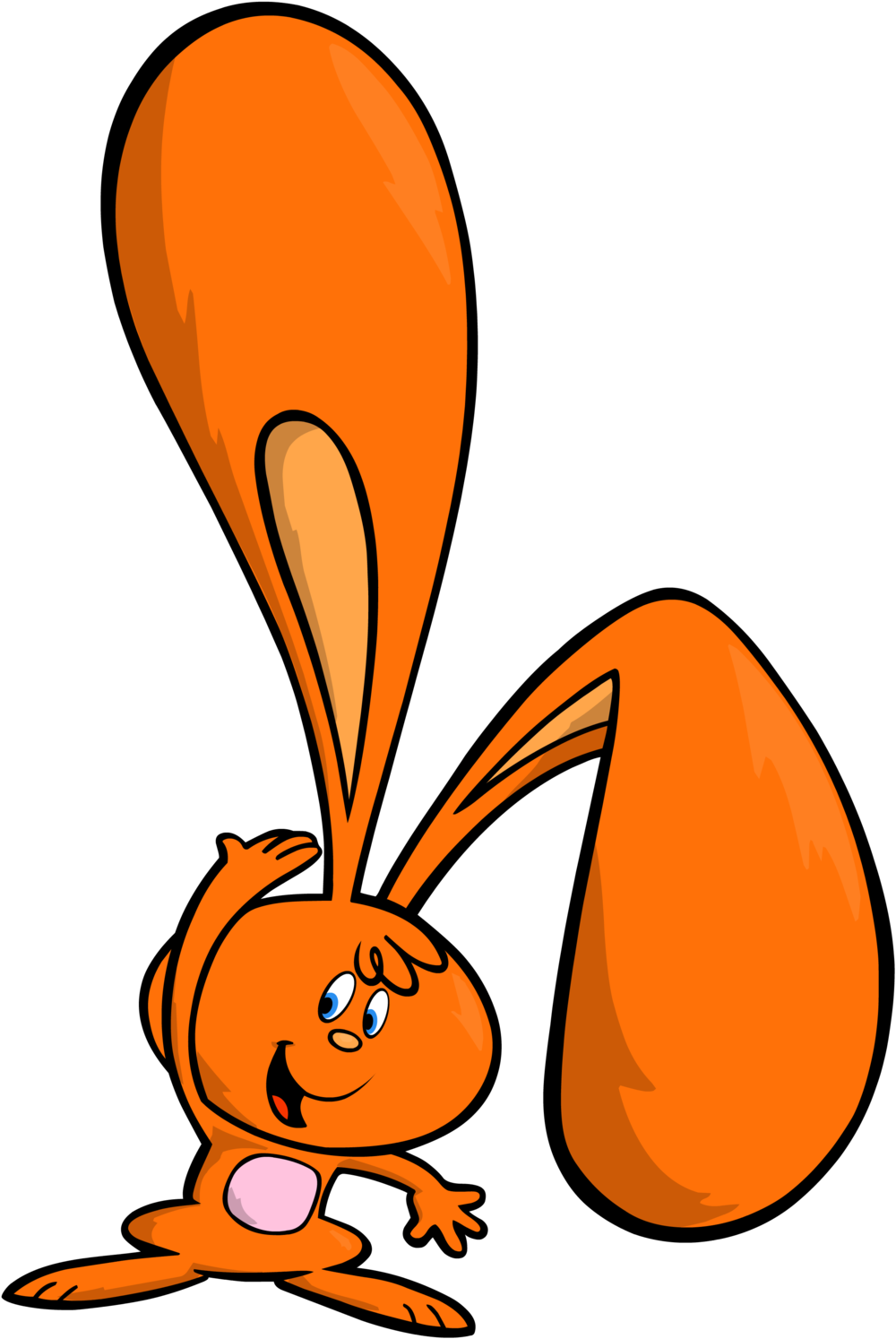 Eardrop Rabbit Waving - Rabbit Clipart (1000x1494), Png Download