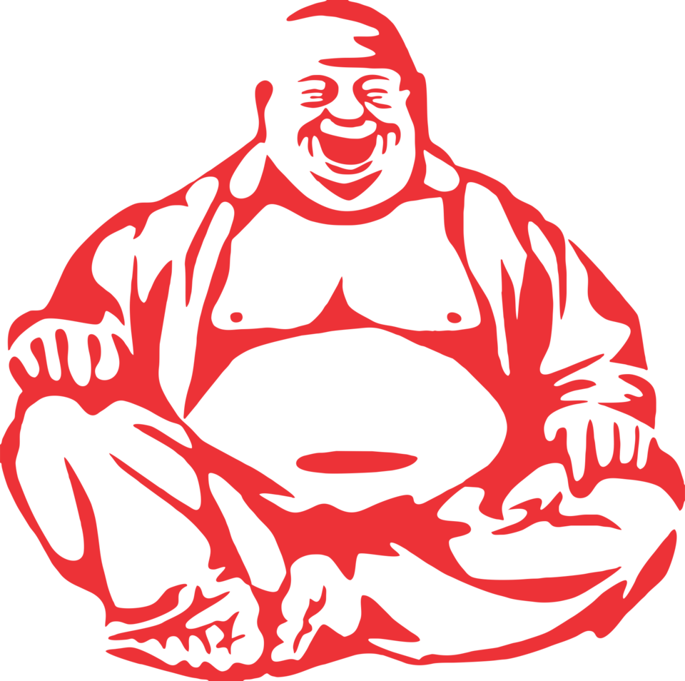 Laughinf Buddha Men's Printed T Shirt - Buddhism Black And White Clipart (960x954), Png Download