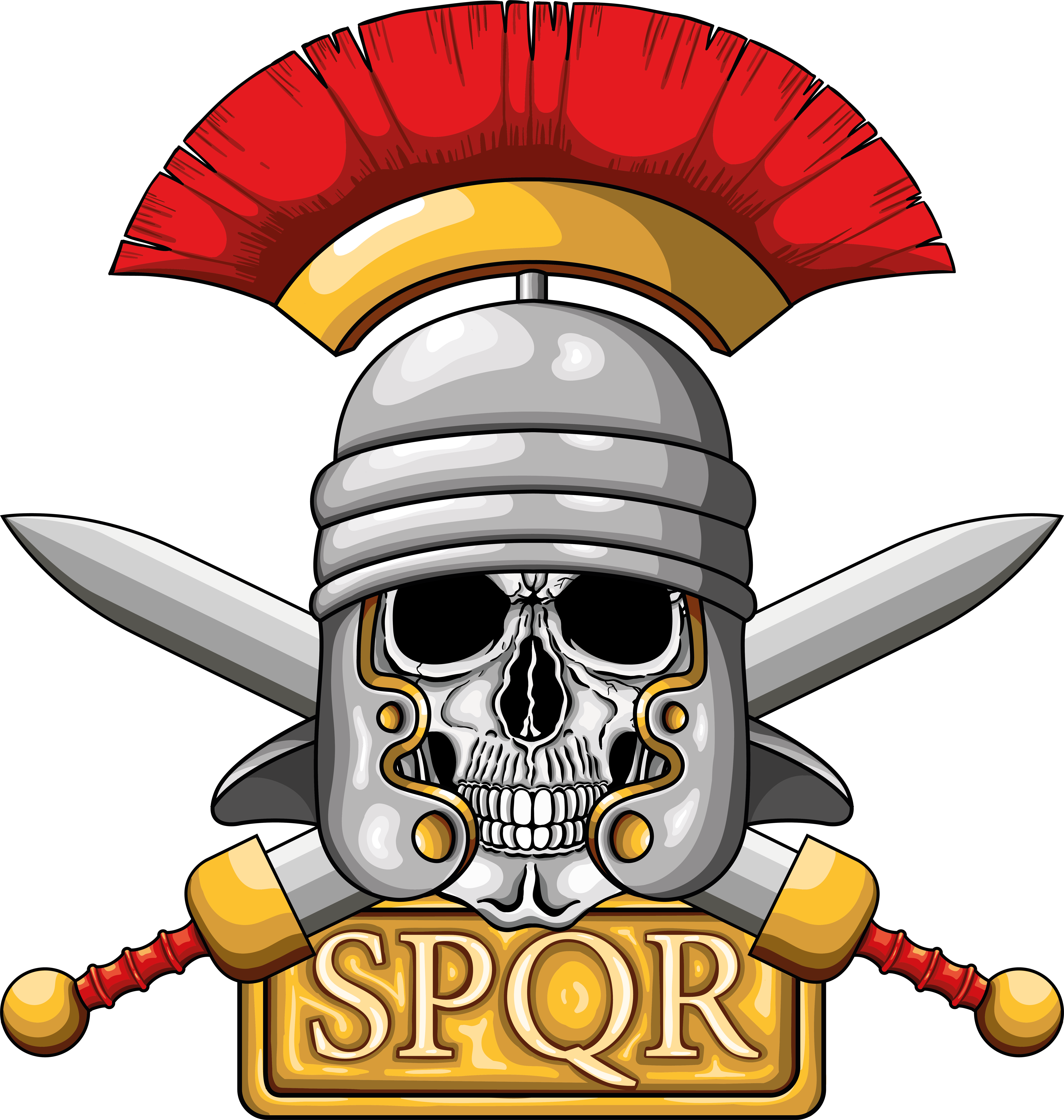 Illustration Of Centurion Human Skull With Roman Helmet, Clipart (7252x7632), Png Download