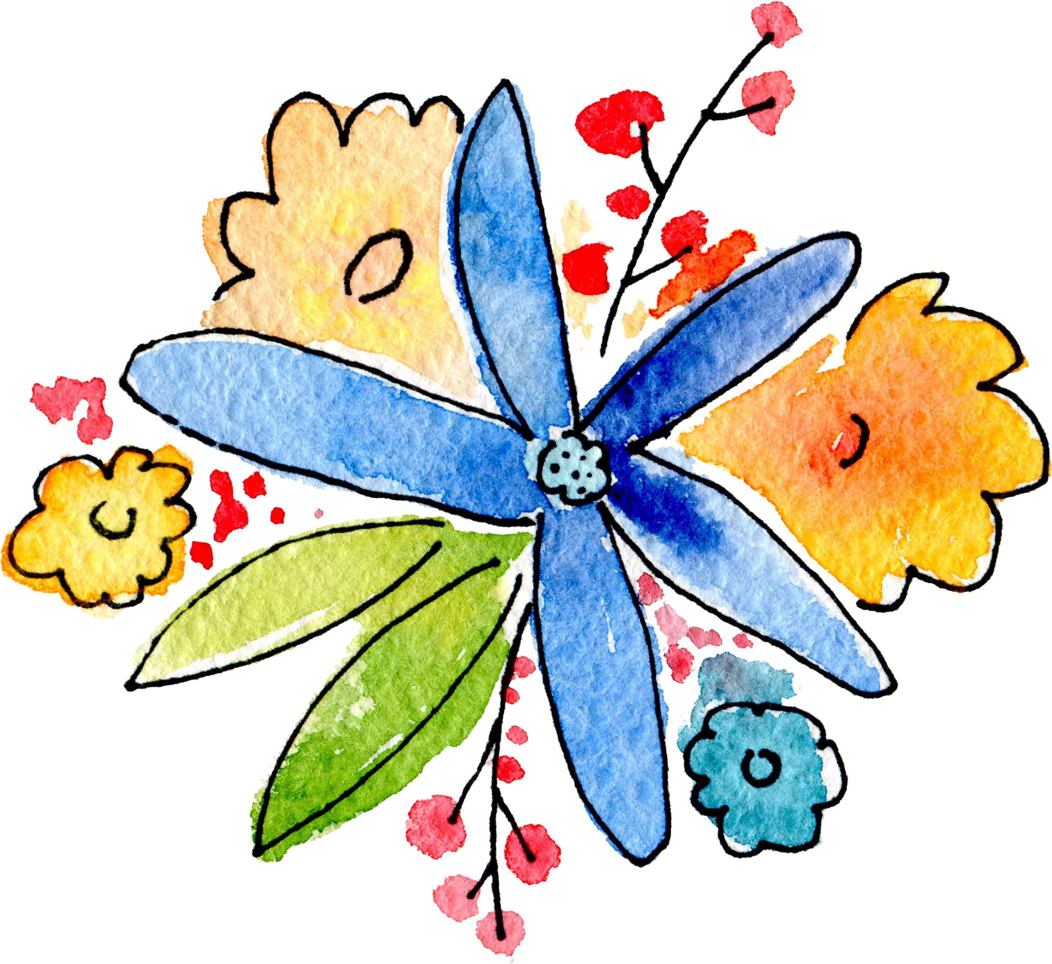 Cool Color Commentary - Das Blumen Aquarell Blumenstrauß-danken Ihnen Karte Clipart (2105x1930), Png Download