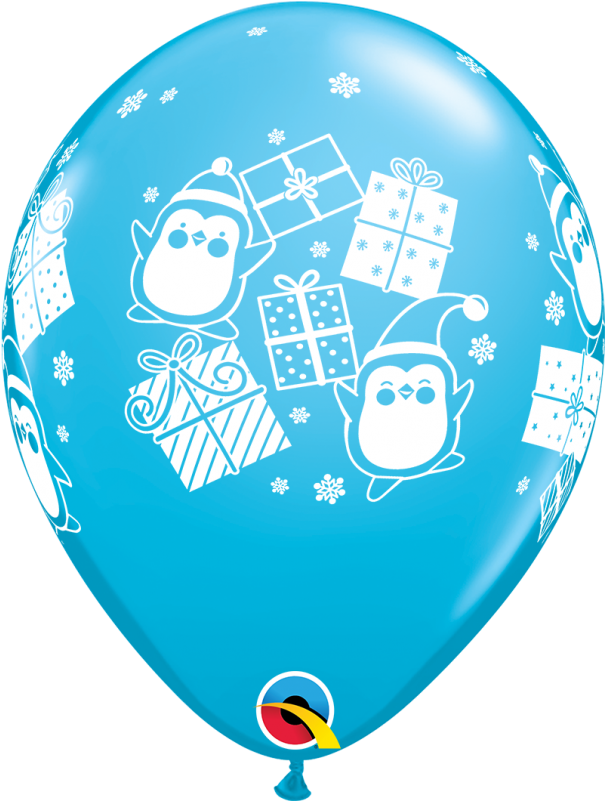 11" Penguins & Presents Red Robin´s Egg Lime - Luftballon 6 Clipart (800x800), Png Download