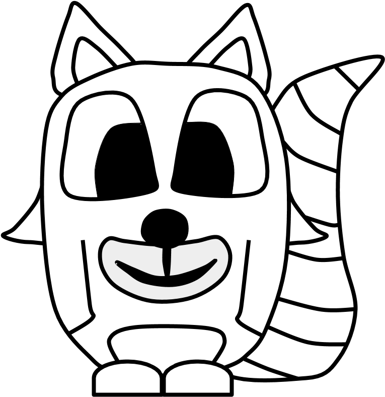 Raccoon, Big Eyes, Black And White, Cartoon Animal, - Cartoon Clipart (816x1056), Png Download