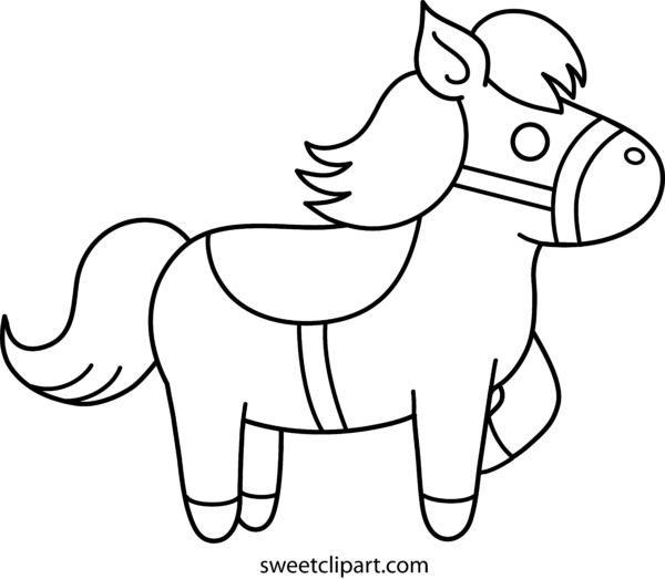 Freeuse Stock Sweet Clip Art Page Of Cute Free - Cute Pony Black And White - Png Download (600x523), Png Download