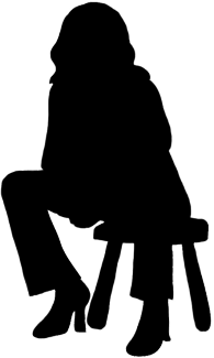 Woman Sitting On Stool - People Sitting Down Silhouette Png Clipart (195x325), Png Download