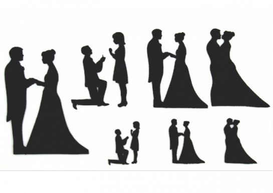 Wedding Silhouette Set Patchwork Cutters - Patchwork Cutters Wedding Silhouette Set Clipart (544x620), Png Download