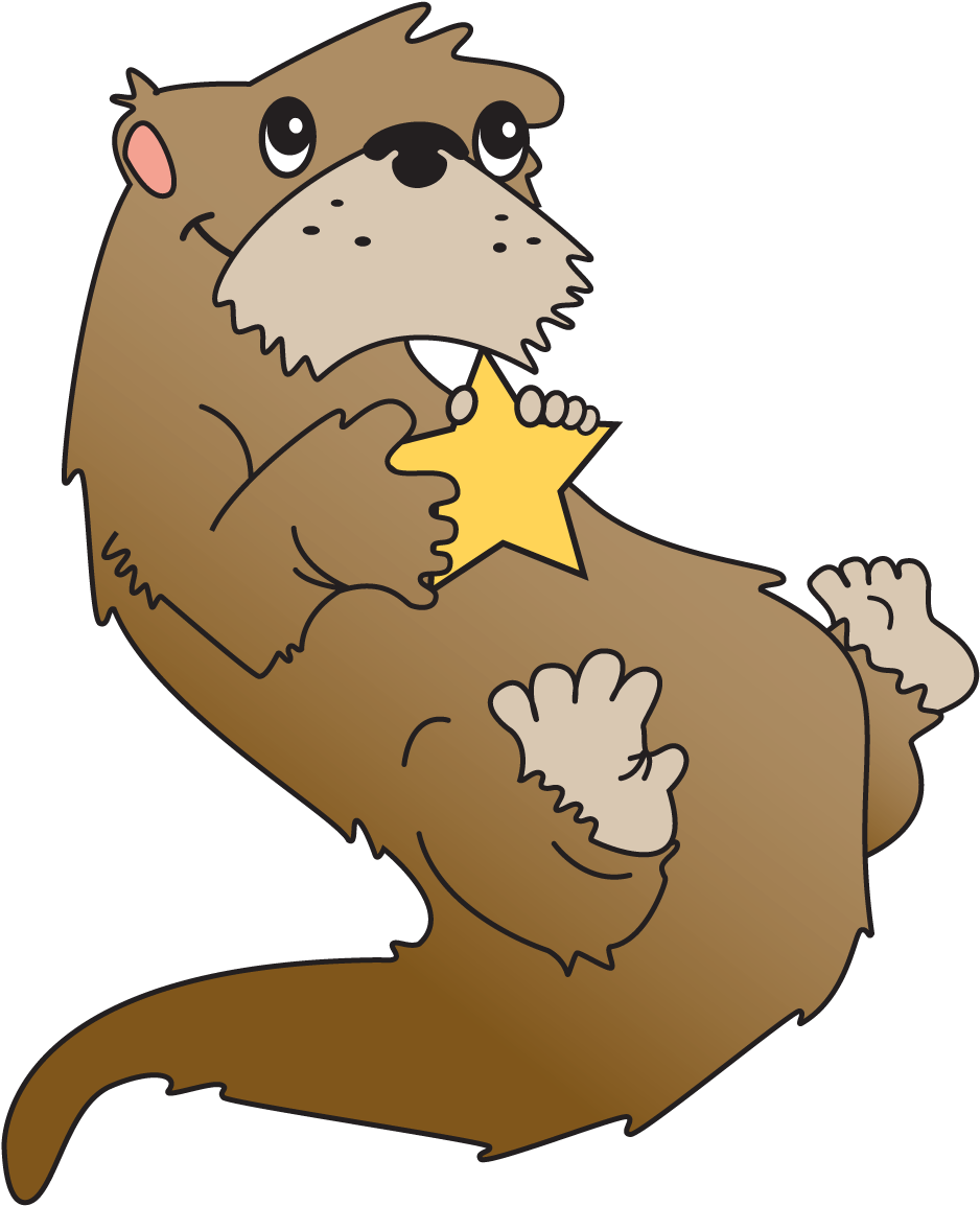 Otters - Cartoon Clipart (948x1162), Png Download