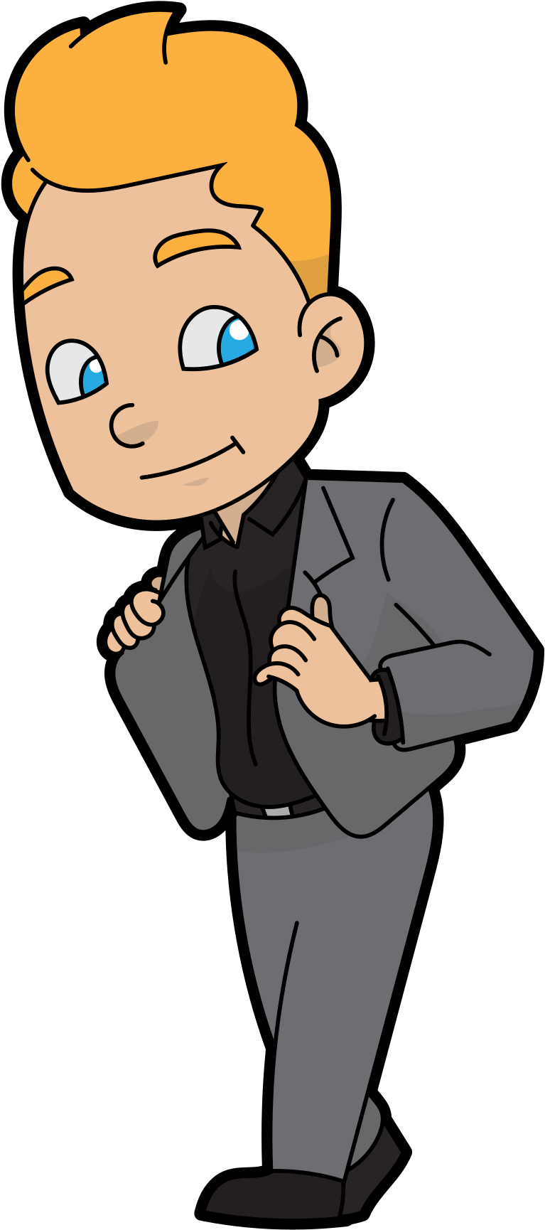 Free Library Businessman Clipart Confident - Cartoon - Png Download (557x1056), Png Download
