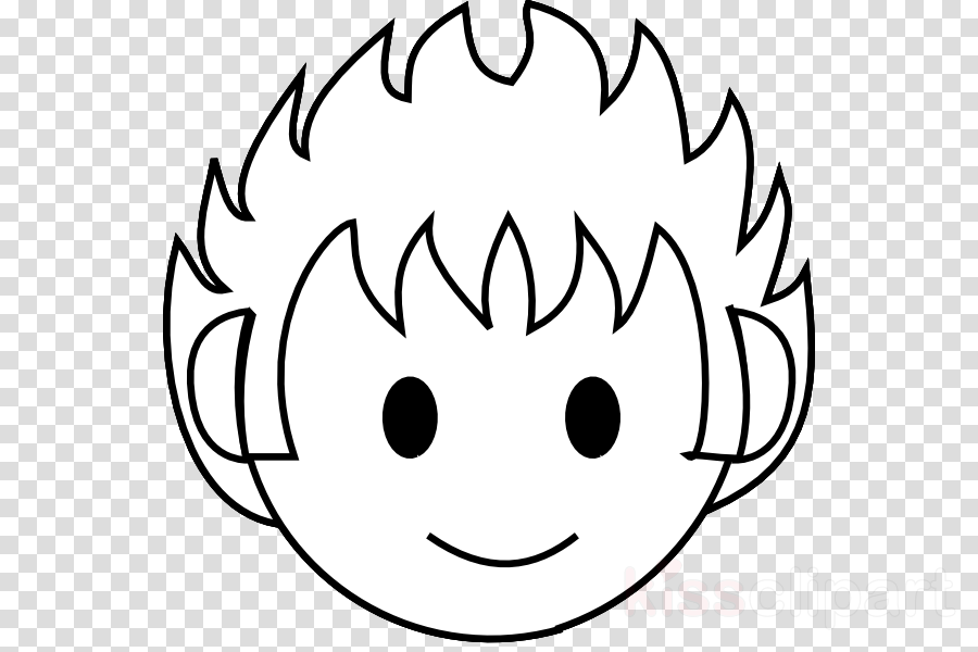 Smile For Boy Cartoon Black And White Clipart (900x600), Png Download