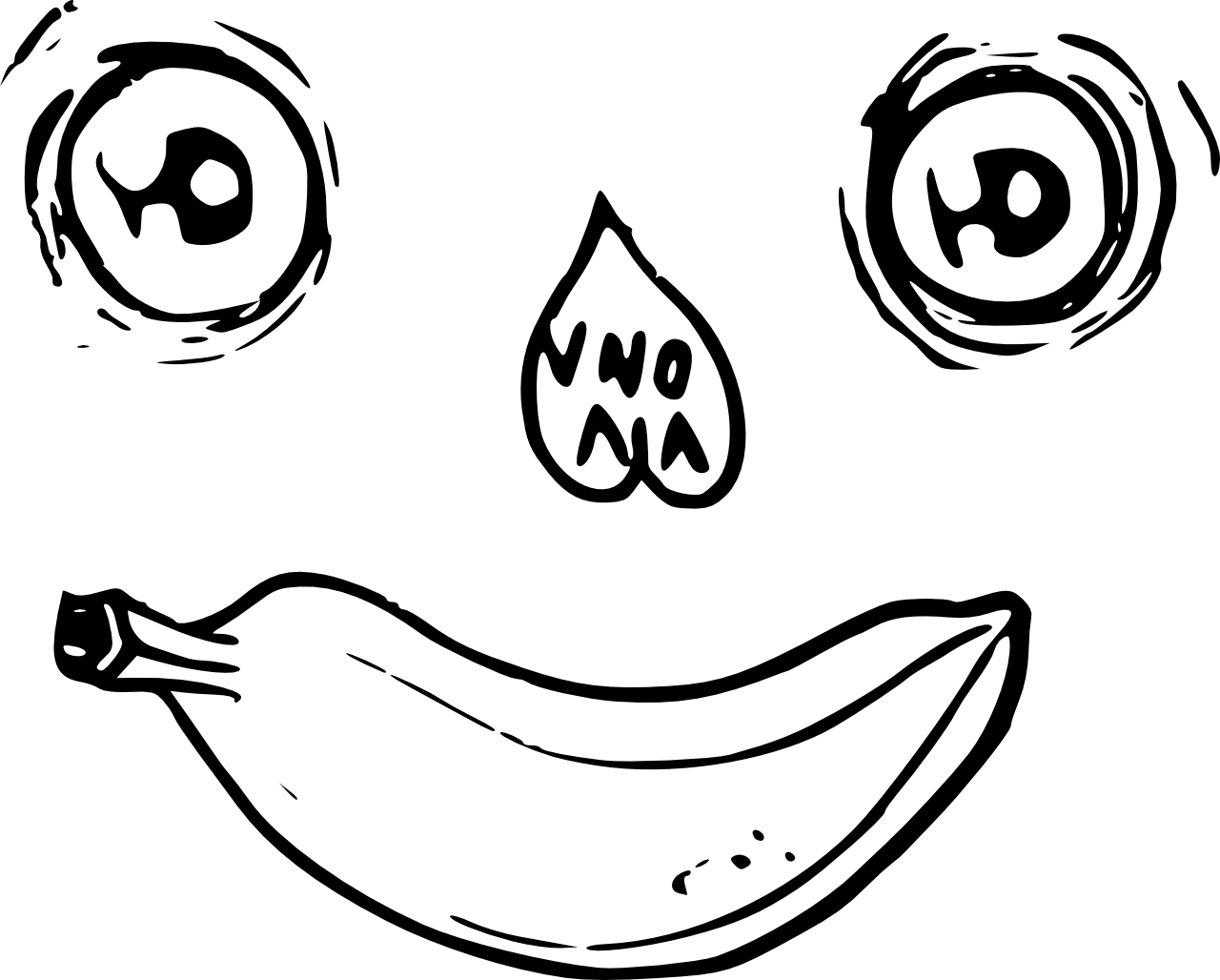 Banana Eye Face Clipart (1280x1028), Png Download