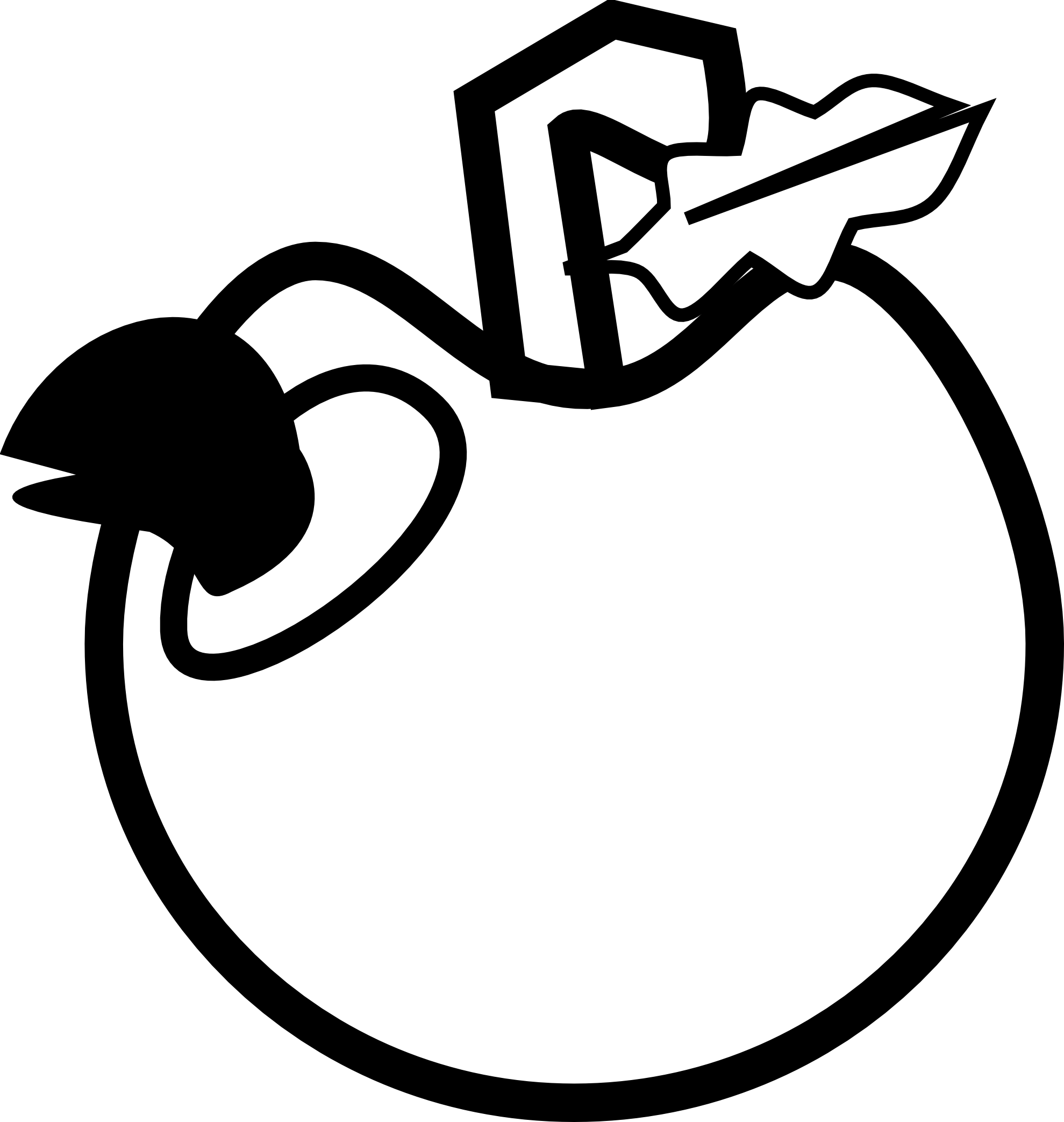 Milker Warm And Black Apple Black White Line Art 999px - White Clipart (999x1054), Png Download