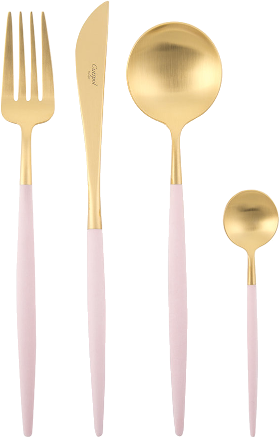 Pink Gold Flatware Set Clipart (1000x1000), Png Download