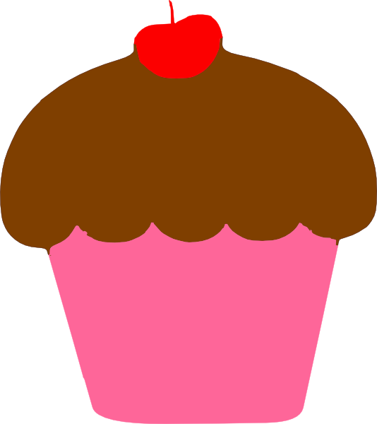 Cupcake With Cherry Clip Art At Clker - Pink Cupcake With Cherry Clipart - Png Download (534x600), Png Download