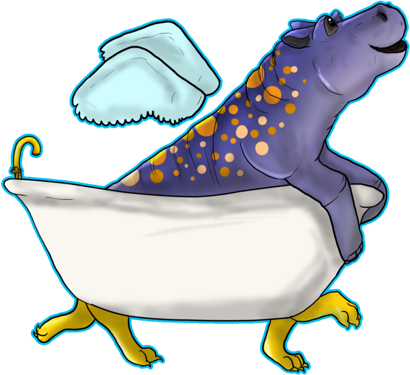 Hippo In Bathtub - Drawing Clipart (979x816), Png Download