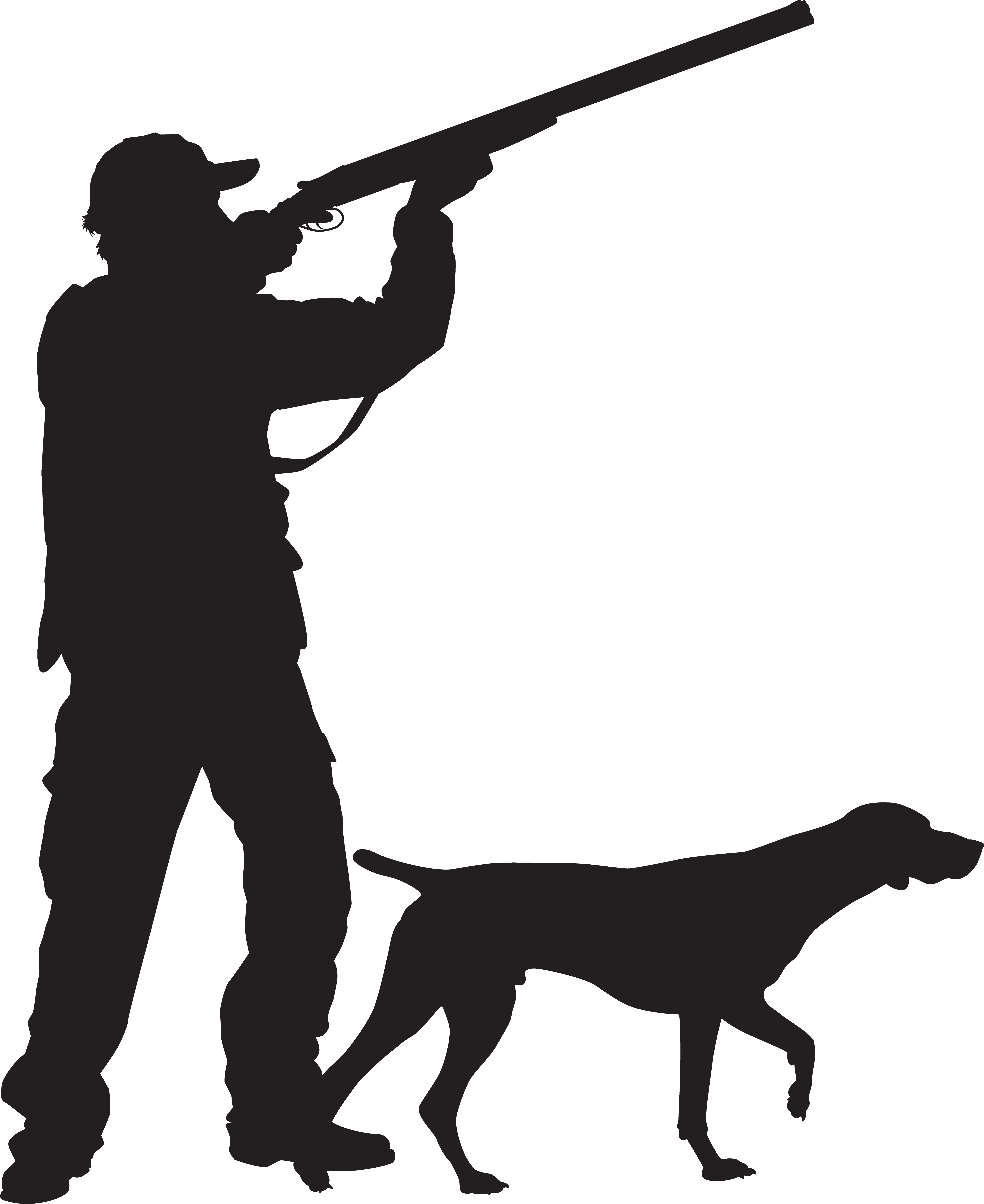 Hunter With Dog Silhouette Png Clip Art Imageu200b Transparent Png (6660x8000), Png Download