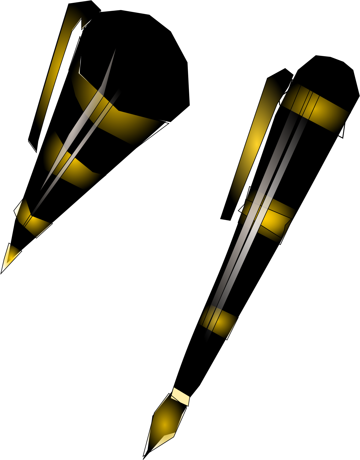 Two Antique Pens Vector File - Vector Graphics Clipart (880x1245), Png Download