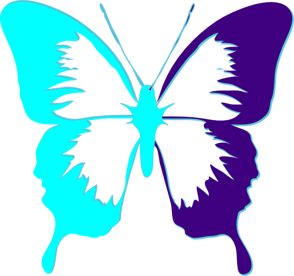 Purple And Teal Butterfly Clipart (600x563), Png Download
