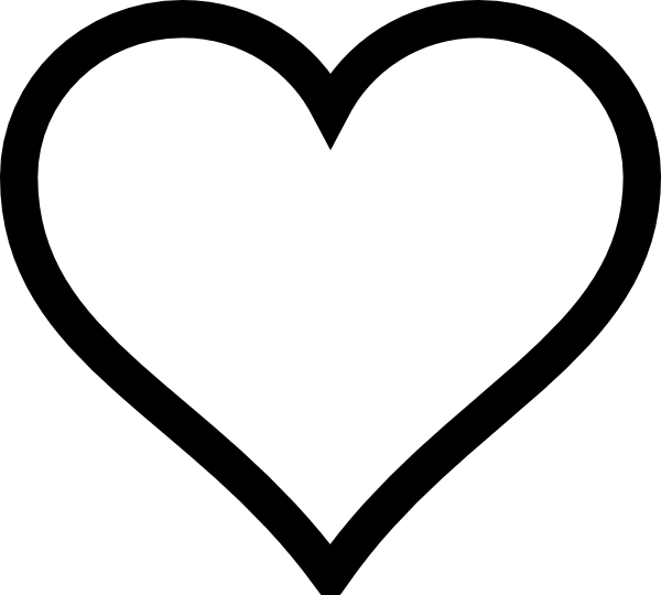 Heart Outline Clip Art - Black And White Heart Shape - Png Download (600x540), Png Download
