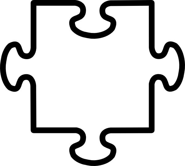 Jigsaw Piece Black And White Clipart (600x539), Png Download