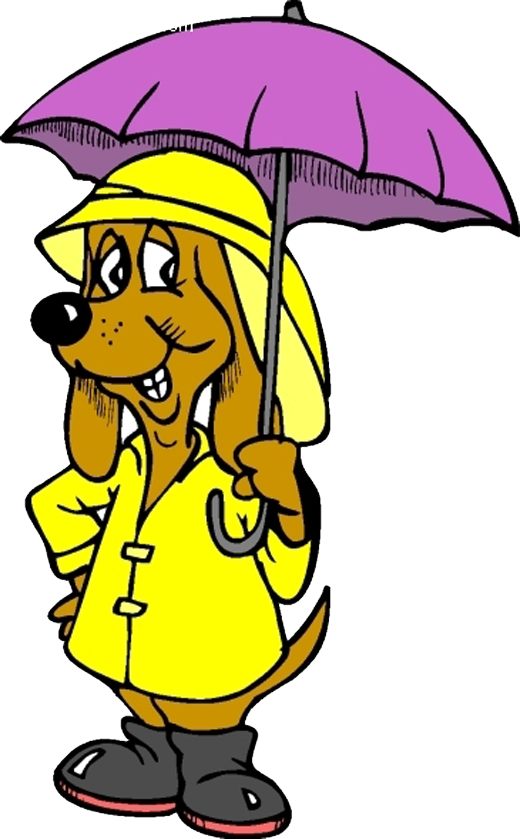 Clipart Coat Purple Jacket - Dog With Umbrella Clipart - Png Download (520x839), Png Download