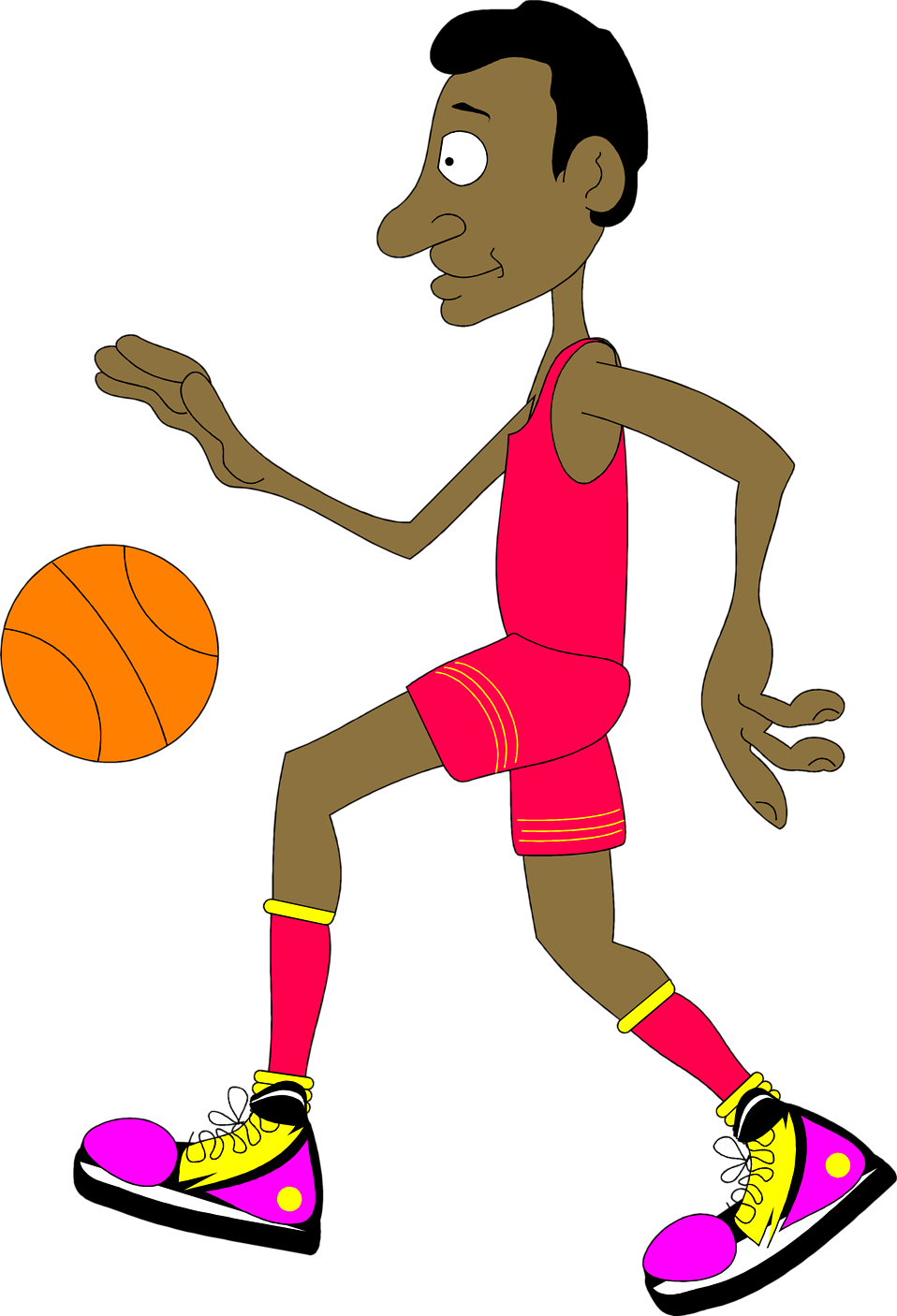 Clipart Black And - Cartoon Basketball Player Png Transparent Png (958x1406), Png Download
