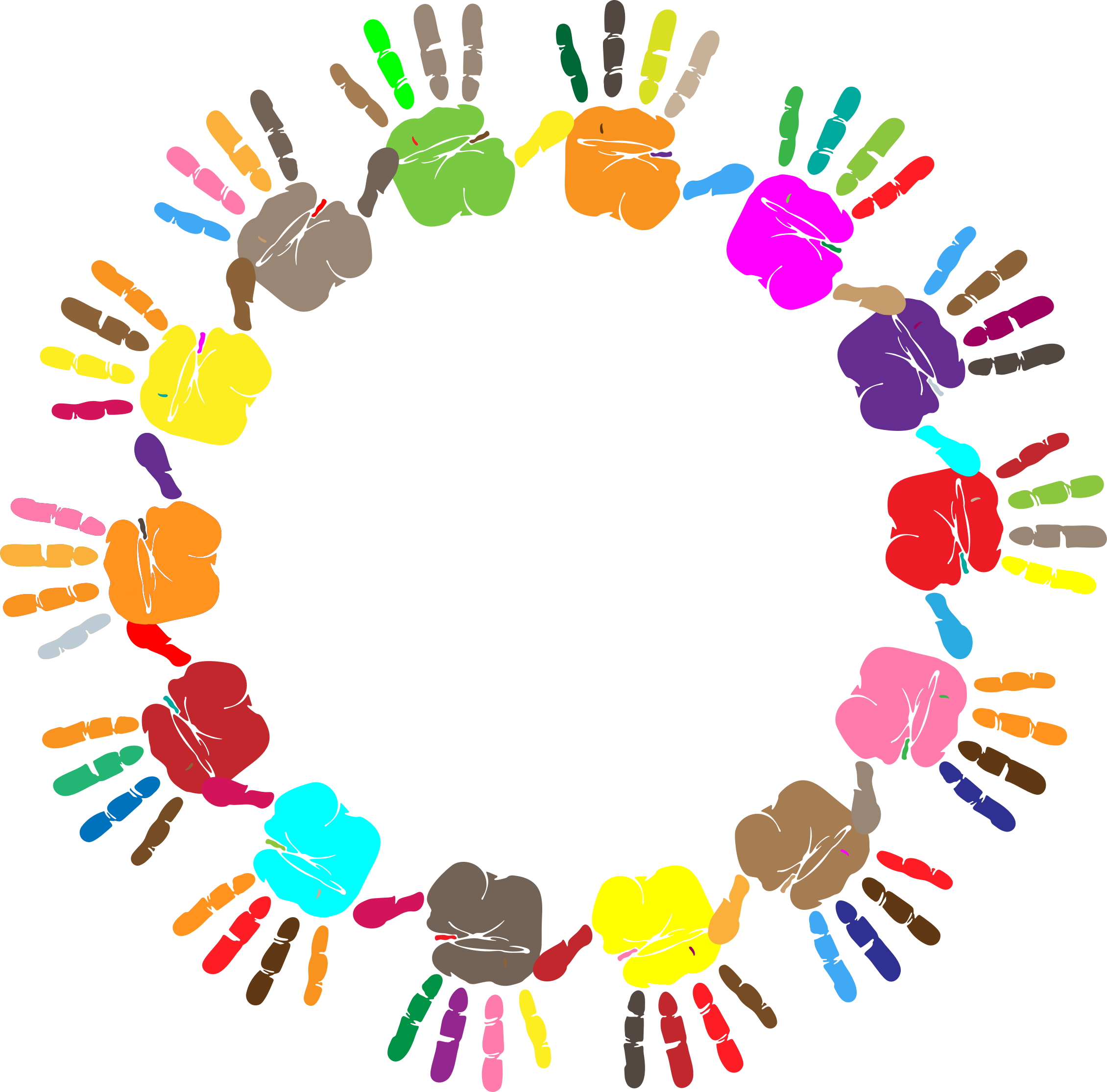 Prismatic Handprint Circle Icons Png Free Png And Icons Clipart (2260x2230), Png Download