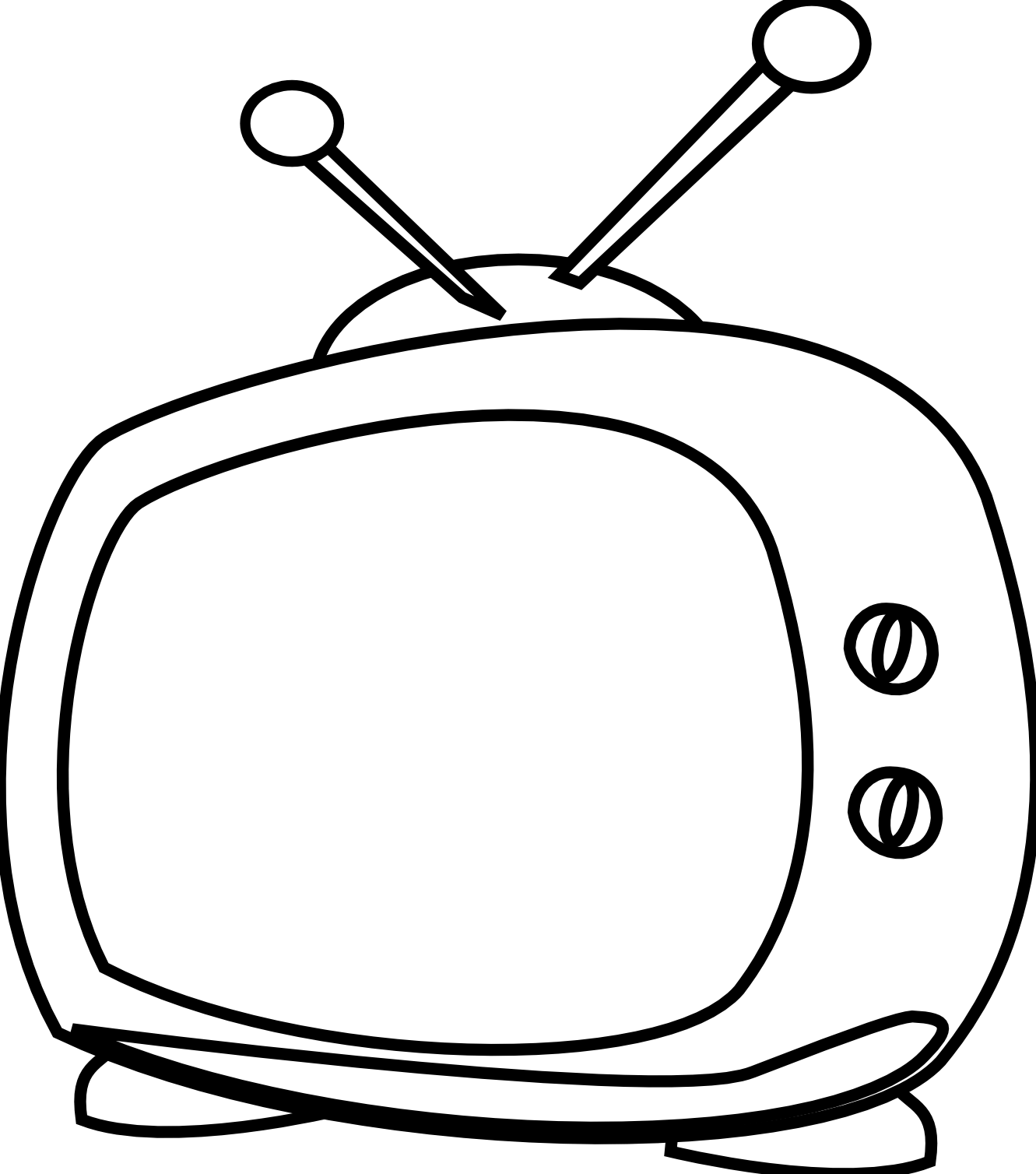 Watching Tv Clipart Black And White Free Clipart - Tv Cartoon Black And White - Png Download (830x940), Png Download