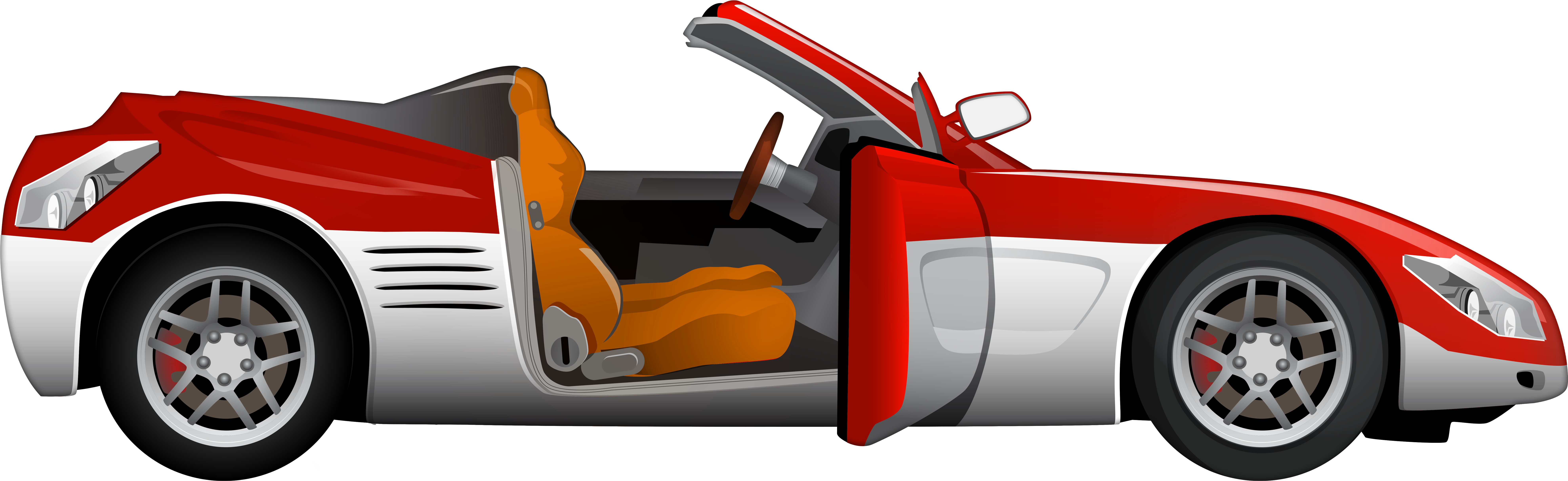 Red Cabriolet Sport Car Png Clip Art - Sports Car Transparent Png (8000x2504), Png Download