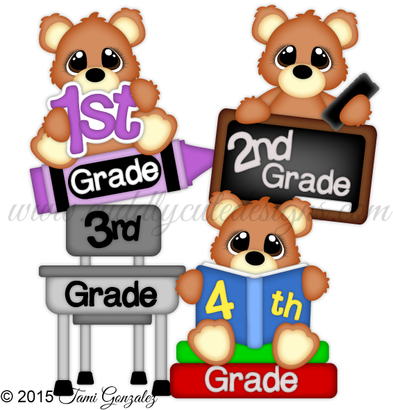Elementary Bears - Cartoon Clipart (600x600), Png Download