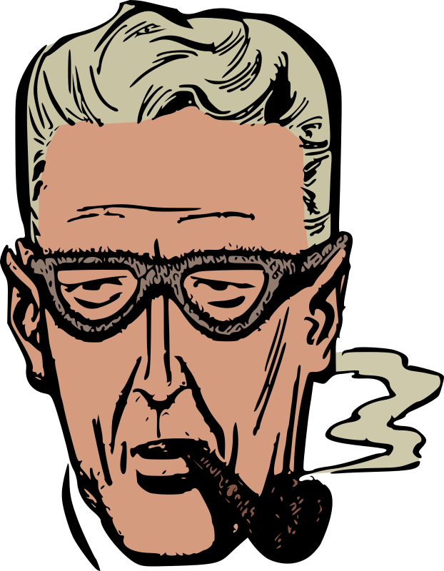 Glasses Smoking Tobacco Pipe Man Face - Clipart Old Smoking Pipe - Png Download (583x750), Png Download